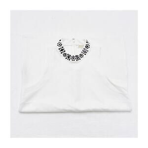 Michael Kors White Bead Accent Halter Top SZ M